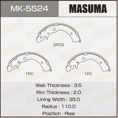 Колодки тормозные барабанные Masuma, комплект на ось (4 шт), арт. MK-5524