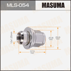Гайка колесная Masuma MLS-054, закрытая, для кроссоверов Infiniti, M12x1.25(R), длина 37.5мм, с прессшайбой 30мм, под ключ 21мм