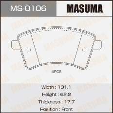 Колодки тормозные дисковые Masuma передние, комплект на ось (4 шт), арт. MS-0106