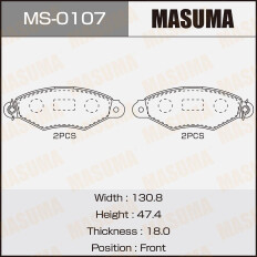 Колодки тормозные дисковые Masuma передние, комплект на ось (4 шт), арт. MS-0107