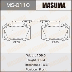 Колодки тормозные дисковые Masuma передние, комплект на ось (4 шт), арт. MS-0110