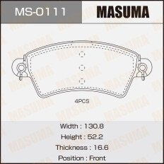 Колодки тормозные дисковые Masuma передние, комплект на ось (4 шт), арт. MS-0111
