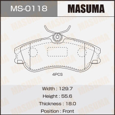 Колодки тормозные дисковые Masuma передние, комплект на ось (4 шт), арт. MS-0118