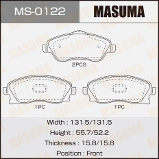 Колодки тормозные дисковые Masuma передние, комплект на ось (4 шт), арт. MS-0122