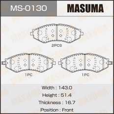Колодки тормозные дисковые Masuma передние, комплект на ось (4 шт), арт. MS-0130