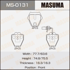 Колодки тормозные дисковые Masuma передние, комплект на ось (4 шт), арт. MS-0131