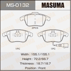 Колодки тормозные дисковые Masuma передние, комплект на ось (4 шт), арт. MS-0132