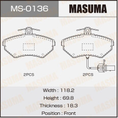 Колодки тормозные дисковые Masuma передние, комплект на ось (4 шт), арт. MS-0136