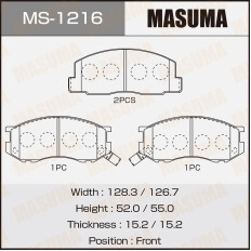 Колодки тормозные дисковые Masuma передние, комплект на ось (4 шт), арт. MS-1216