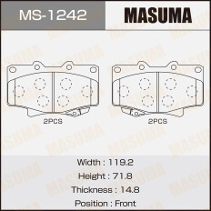 Колодки тормозные дисковые Masuma передние, комплект на ось (4 шт), арт. MS-1242