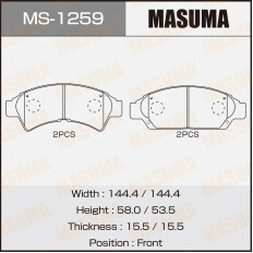 Колодки тормозные дисковые Masuma передние, комплект на ось (4 шт), арт. MS-1259