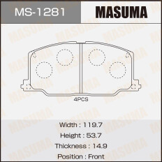 Колодки тормозные дисковые Masuma передние, комплект на ось (4 шт), арт. MS-1281