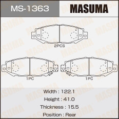 Колодки тормозные дисковые Masuma задние, комплект на ось (4 шт), арт. MS-1363