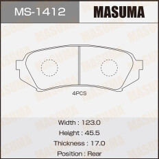 Колодки тормозные дисковые Masuma задние, комплект на ось (4 шт), арт. MS-1412