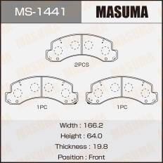 Колодки тормозные дисковые Masuma передние, комплект на ось (4 шт), арт. MS-1441