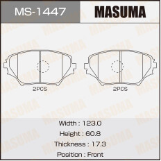 Колодки тормозные дисковые Masuma передние, комплект на ось (4 шт), арт. MS-1447