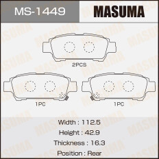 Колодки тормозные дисковые Masuma задние, комплект на ось (4 шт), арт. MS-1449