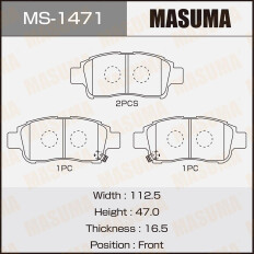 Колодки тормозные дисковые Masuma передние, комплект на ось (4 шт), арт. MS-1471