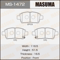 Колодки тормозные дисковые Masuma передние, комплект на ось (4 шт), арт. MS-1472