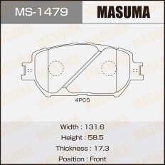 Колодки тормозные дисковые Masuma передние, комплект на ось (4 шт), арт. MS-1479
