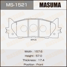Колодки тормозные дисковые Masuma передние, комплект на ось (4 шт), арт. MS-1521