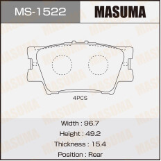 Колодки тормозные дисковые Masuma задние, комплект на ось (4 шт), арт. MS-1522
