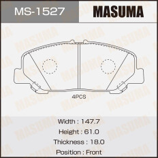 Колодки тормозные дисковые Masuma передние, комплект на ось (4 шт), арт. MS-1527