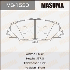 Колодки тормозные дисковые Masuma передние, комплект на ось (4 шт), арт. MS-1530