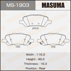 Колодки тормозные дисковые Masuma задние, комплект на ось (4 шт), арт. MS-1903