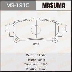 Колодки тормозные дисковые Masuma задние, комплект на ось (4 шт), арт. MS-1915