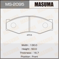 Колодки тормозные дисковые Masuma передние, комплект на ось (4 шт), арт. MS-2095