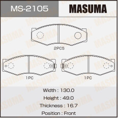 Колодки тормозные дисковые Masuma передние, комплект на ось (4 шт), арт. MS-2105