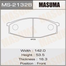 Колодки тормозные дисковые Masuma передние, комплект на ось (4 шт), арт. MS-2132