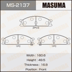 Колодки тормозные дисковые Masuma передние, комплект на ось (4 шт), арт. MS-2137