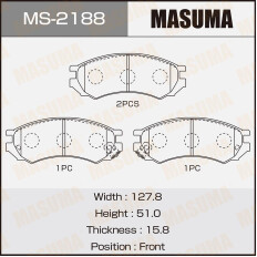 Колодки тормозные дисковые Masuma передние, комплект на ось (4 шт), арт. MS-2188