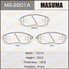 Колодки тормозные дисковые Masuma передние, комплект на ось (4 шт), арт. MS-2201
