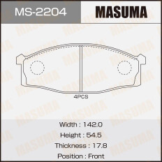 Колодки тормозные дисковые Masuma передние, комплект на ось (4 шт), арт. MS-2204