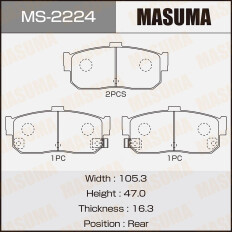 Колодки тормозные дисковые Masuma задние, комплект на ось (4 шт), арт. MS-2224