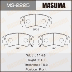 Колодки тормозные дисковые Masuma передние, комплект на ось (4 шт), арт. MS-2225