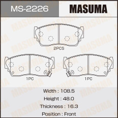 Колодки тормозные дисковые Masuma передние, комплект на ось (4 шт), арт. MS-2226