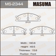 Колодки тормозные дисковые Masuma передние, комплект на ось (4 шт), арт. MS-2344