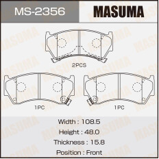 Колодки тормозные дисковые Masuma передние, комплект на ось (4 шт), арт. MS-2356