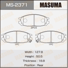 Колодки тормозные дисковые Masuma задние, комплект на ось (4 шт), арт. MS-2371