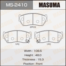 Колодки тормозные дисковые Masuma передние, комплект на ось (4 шт), арт. MS-2410