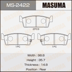 Колодки тормозные дисковые Masuma задние, комплект на ось (4 шт), арт. MS-2422