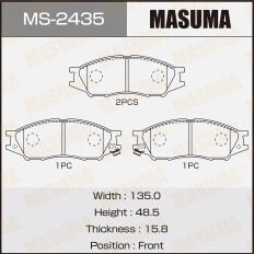 Колодки тормозные дисковые Masuma передние, комплект на ось (4 шт), арт. MS-2435
