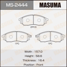 Колодки тормозные дисковые Masuma передние, комплект на ось (4 шт), арт. MS-2444