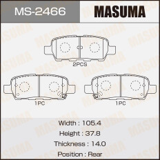 Колодки тормозные дисковые Masuma задние, комплект на ось (4 шт), арт. MS-2466
