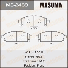 Колодки тормозные дисковые Masuma передние, комплект на ось (4 шт), арт. MS-2488