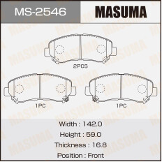 Колодки тормозные дисковые Masuma передние, комплект на ось (4 шт), арт. MS-2546